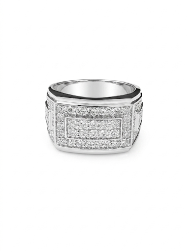 GENTLEMAN'S 10K WHITE GOLD DIAMOND CLUSTER RING
