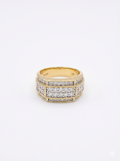 GENTLEMAN'S 10K YELLOW GOLD DIAMOND RING