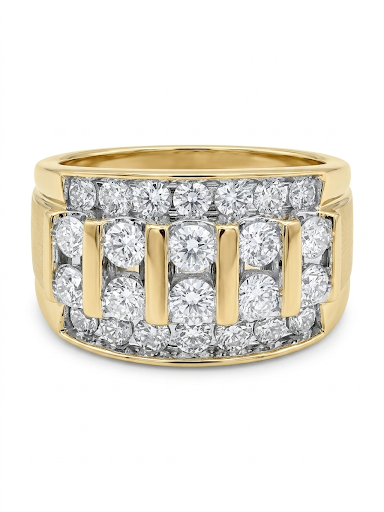 GENTLEMAN'S 14K YELLOW GOLD DIAMOND RING