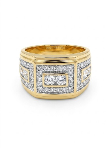 GENTLEMAN'S 14K YELLOW GOLD DIAMOND RING