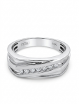 GENTLEMAN'S 10K WHITE GOLD LIGHTWEIGHT DIAMOND RING