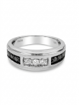 GENTLEMAN'S 10K WHITE GOLD BLACK AND WHITE  DIAMOND  RING