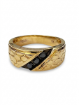 GENTLEMAN'S 10K YELLOW GOLD BLACK DIAMOND RING