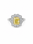 PLATINUM FANCY YELLOW DIAMOND HALO RING