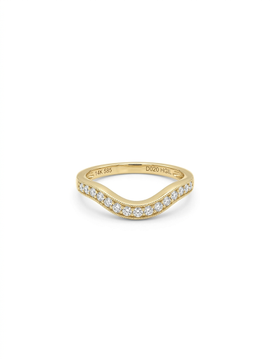 14K YELLOW GOLD DIAMOND CURVED BAND