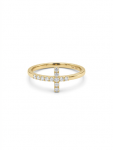 14K YELLOW GOLD DIAMOND CROSS RING
