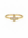 14K YELLOW GOLD DIAMOND CROSS RING
