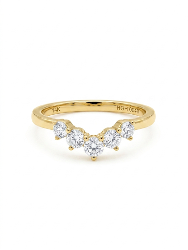 14K YELLOW GOLD DIAMOND CHEVRON RING