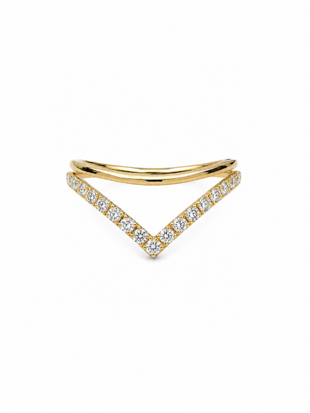14K YELLOW GOLD DIAMOND CHEVRON RING