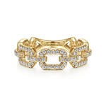 14K YELLOW GOLD DIAMOND LINK STACKABLE BAND
