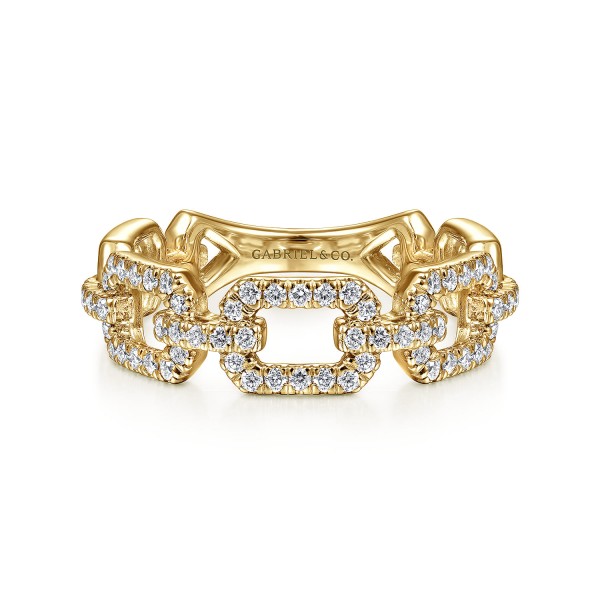 14K YELLOW GOLD DIAMOND LINK STACKABLE BAND