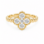 14K YELLOW GOLD DIAMOND CLOVER RING