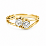 14K YELLOW GOLD DIAMOND CURVE RING SET