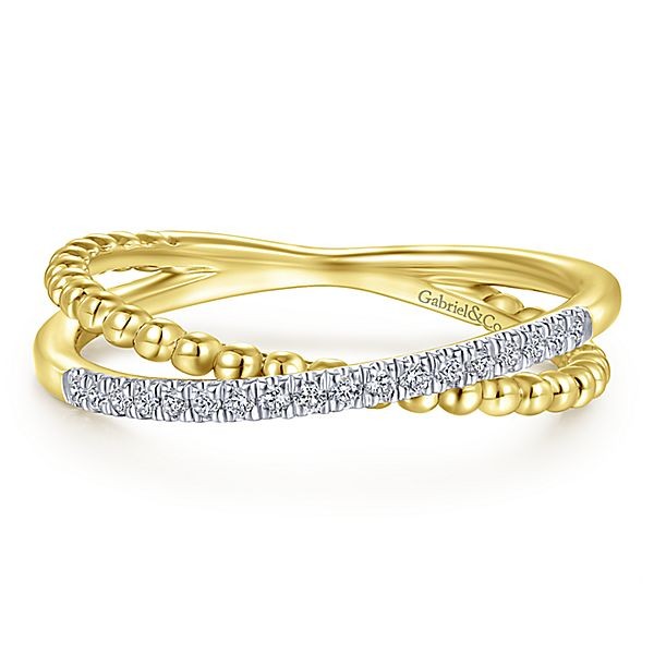 14K YELLOW GOLD DIAMOND CROSSOVER BAND