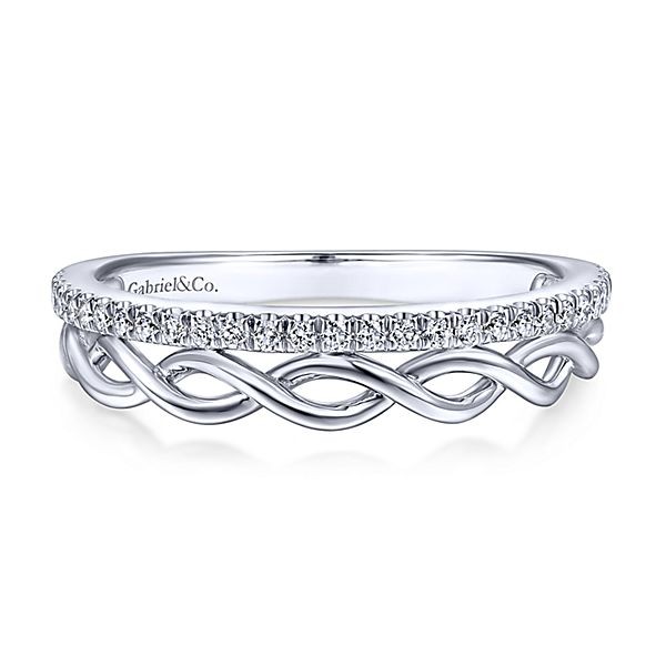 14K White Gold Diamond Infinity Stack Ring