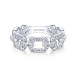 14K  White Gold Diamond Stackable Chain Link Band