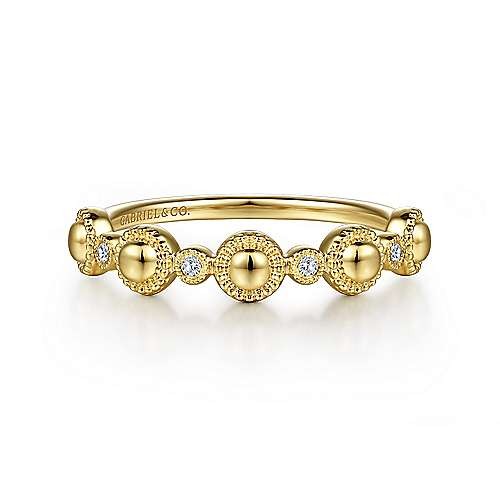 14K YELLOW GOLD .06CTW DIAMOND BUJUKAN STATION RING