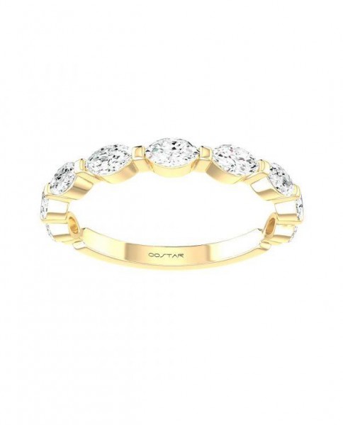 14K Yellow Gold .75Ctw Marquise Diamond Stackable Band