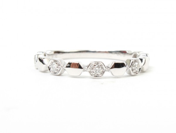14K White Gold .07Ctw Diamond Stackable Band