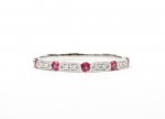 14K White Gold .03Ctw Diamond 1/5Ctw Ruby Stackable Band