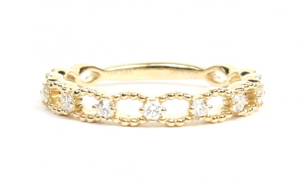 14K YELLOW GOLD DIAMOND STACKABLE BAND WITH OPEN ROPE DETAIL