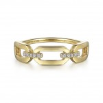 14K YELLOW GOLD DIAMOND LINK CHAIN RING