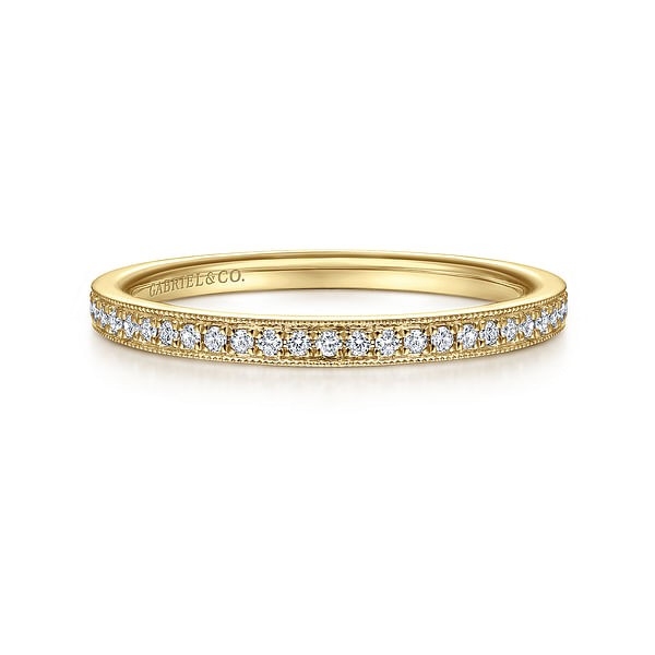 14K YELLOW GOLD DIAMOND PAVE ETERNITY STACKABLE RING .16ctw