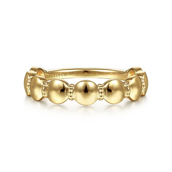 14K YELLOW GOLD ROUND STATION STACKABLE RING