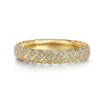 14K YELLOW GOLD DIAMOND SWIRL STACKABLE BAND