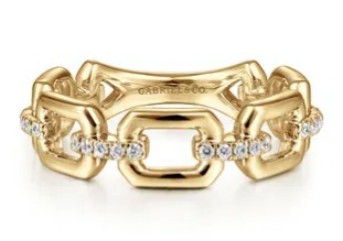 14K YELLOW GOLD .10CTW DIAMOND  LINK STACKABLE BAND