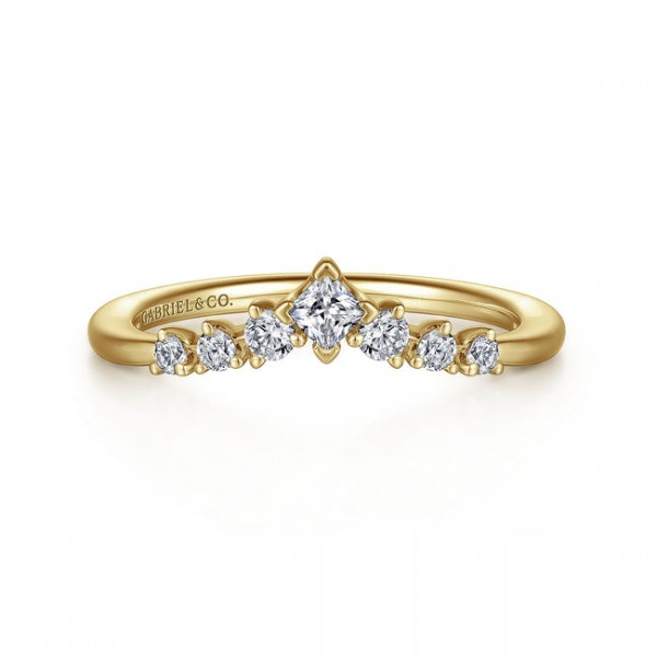 14K YELLOW GOLD PRINCESS & ROUND DIAMOND ANNIVERSARY BAND