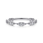 14K WHITE GOLD DIAMOND CLUSTER STATION STACKABLE RING