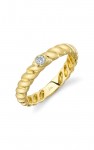 14K YELLOW GOLD DIAMOND BEZEL RIBBED RING