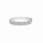 14K White Gold Diamond Stackable Band with Milgrain Beading