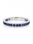 14K WHITE GOLD CHANNEL SET MILGRAIN ROUND SAPPHIRE BAND