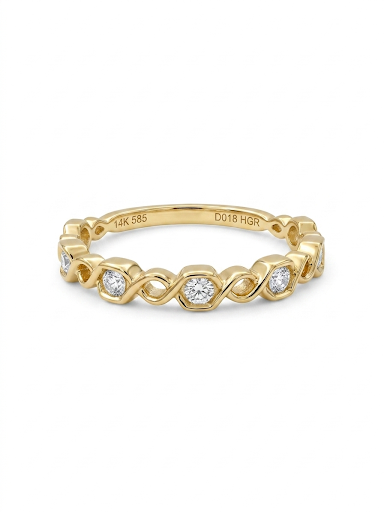 14K YELLOW GOLD DIAMOND STACKABLE BAND