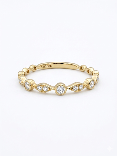 14K YELLOW GOLD DIAMOND STACKABLE BAND
