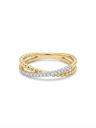 14K TWO TONE DIAMOND BAND