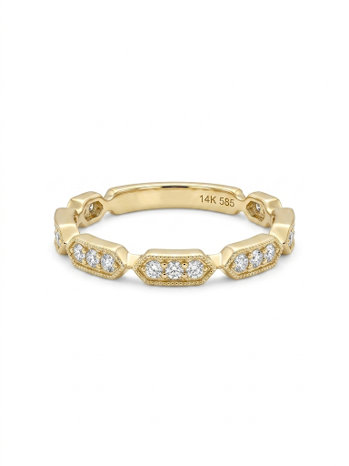 14K YELLOW GOLD DIAMOND STACKABLE RING
