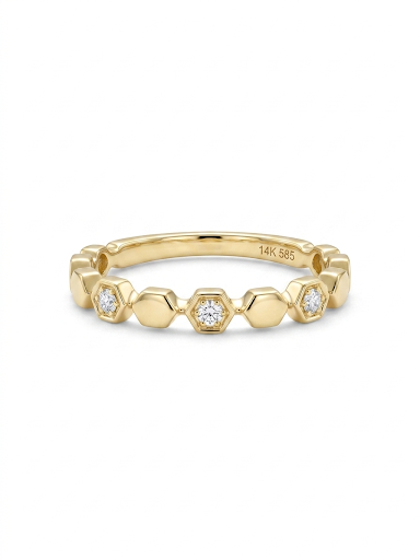 14K YELLOW GOLD DIAMOND STACKABLE RING