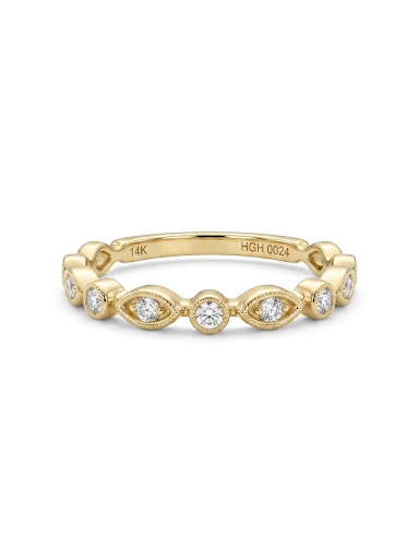 14K YELLOW GOLD DIAMOND STACKABLE BAND