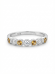 14K WHITE GOLD DIAMOND AND CITRINE STACKABLE BAND