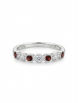 14K WHITE GOLD DIAMOND AND GARNET STACKABLE BAND