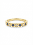 14K YELLOW GOLD DIAMOND AND BLUE SAPPHIRE STACKABLE BAND