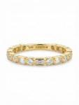 14K YELLOW GOLD DIAMOND EMERALD CUT STACKABLE RING