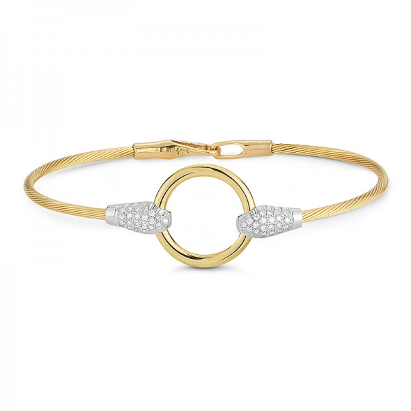 14K Yellow Gold Diamond Wire Bracelet