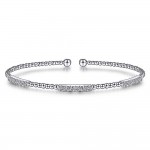 14K White Gold .46Ctw Diamond Bujukan Bead Cuff Bracelet