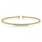 14K YELLOW GOLD .14CTW DIAMOND BUJUKAN BEAD CUFF BRACELET