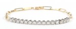 14K YELLOW AND WHITE GOLD PAPERCLIP CHAIN DIAMOND BRACELET