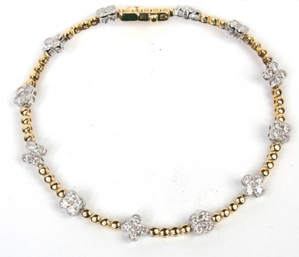 14K TWO TONE DIAMOND BRACELET